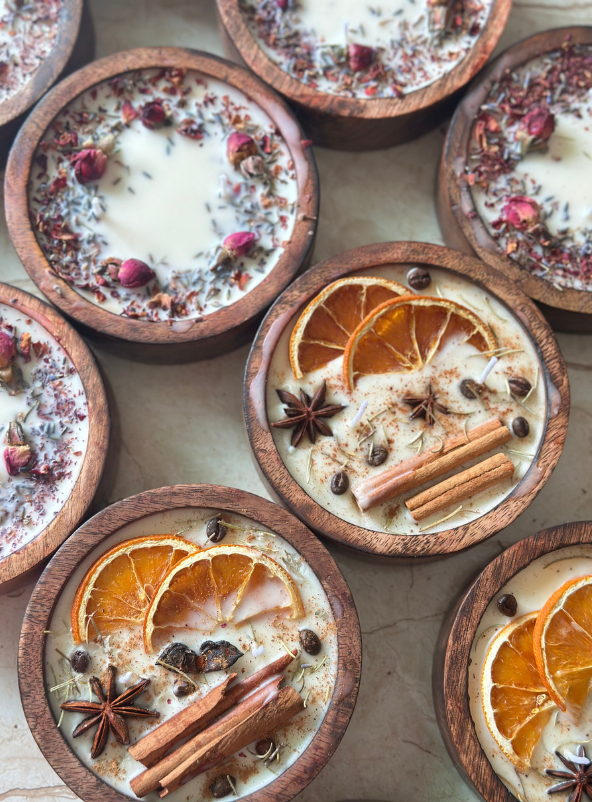 Wooden Bowl Candles
