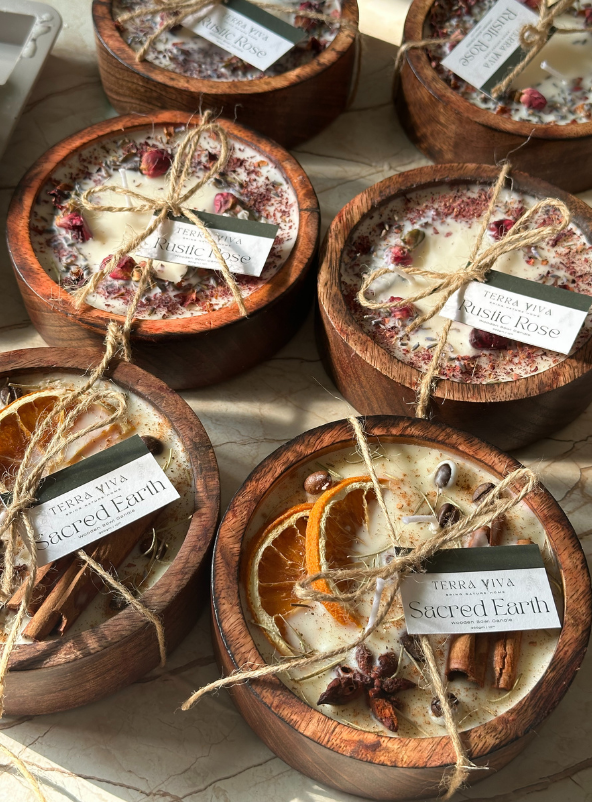 Wooden Bowl Candles