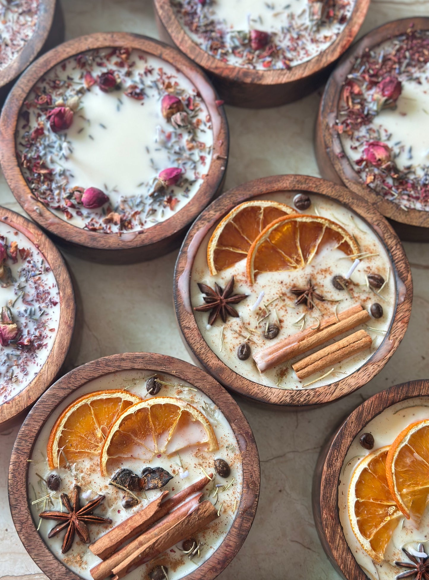 Wooden Bowl Candles