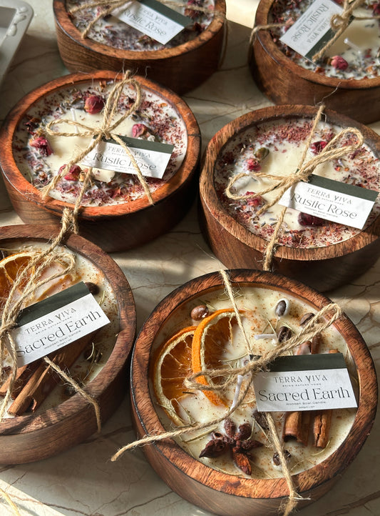 Wooden Bowl Candles